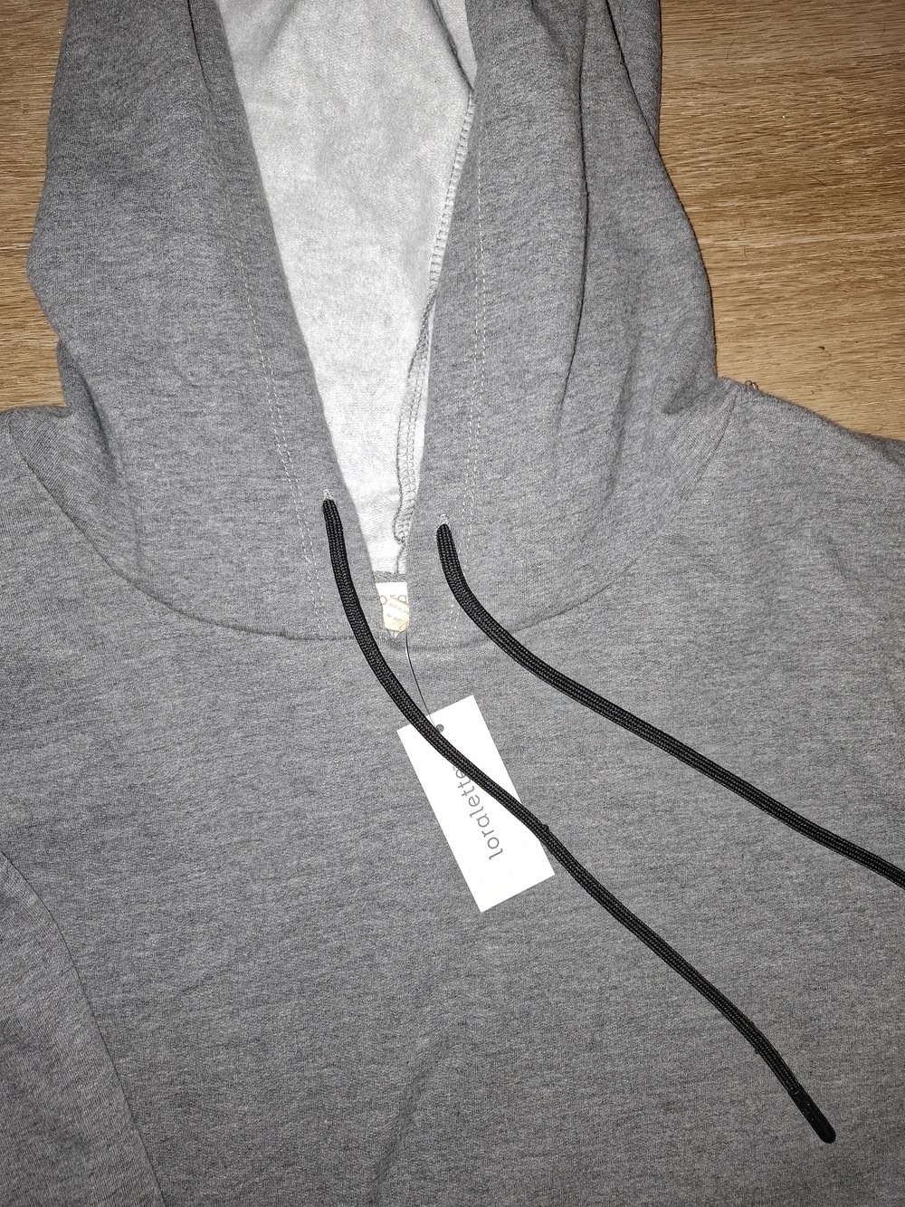 loralette Gray Pullover Hoodie with Black Drawstrings